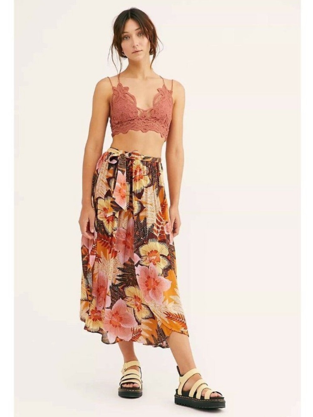 Free People Hot to Trot Wrap Skirt Tropical Floral Size 0